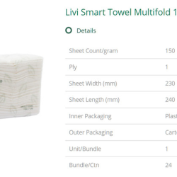 Tissue LIVI SMART TOWEL Multifold / Everyday 150's