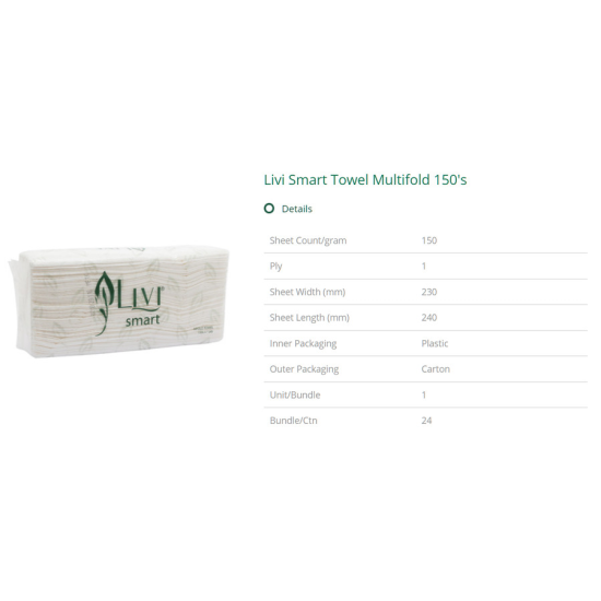 Tissue LIVI SMART TOWEL Multifold / Everyday 150's